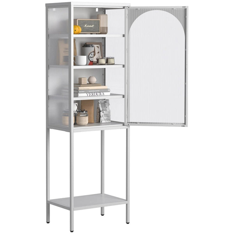 Metal Glass Door 5-Tier Cabinet