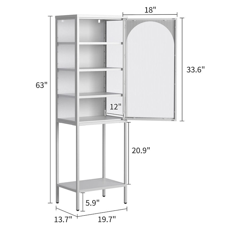 Metal Glass Door 5-Tier Cabinet