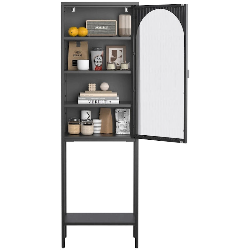 Metal Glass Door 5-Tier Cabinet