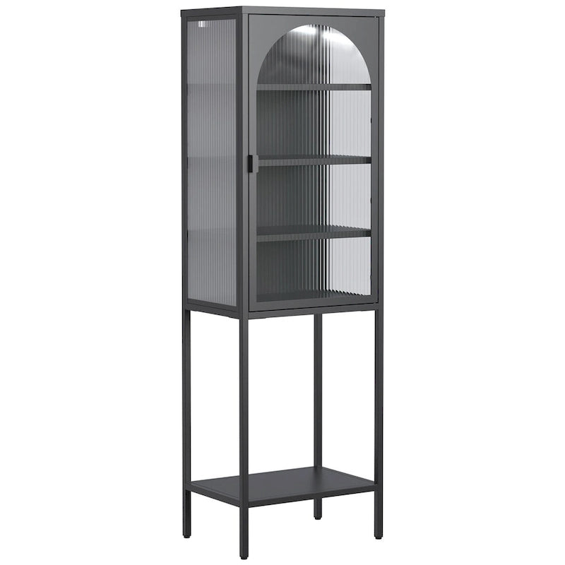 Metal Glass Door 5-Tier Cabinet