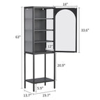 Metal Glass Door 5-Tier Cabinet