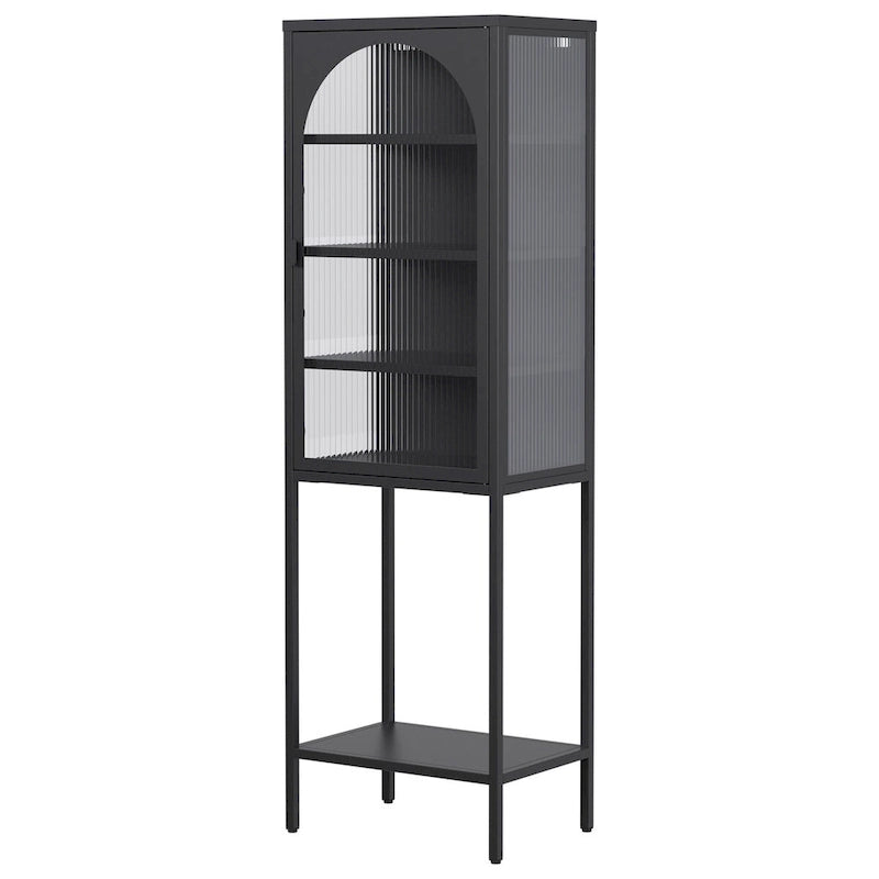 Metal Glass Door 5-Tier Cabinet
