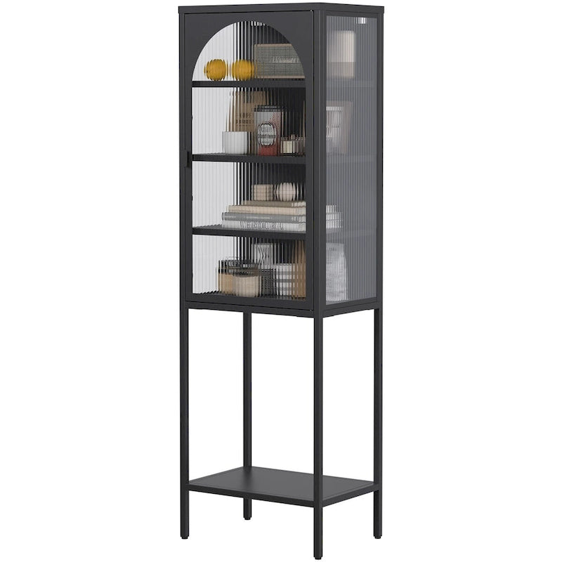 Metal Glass Door 5-Tier Cabinet