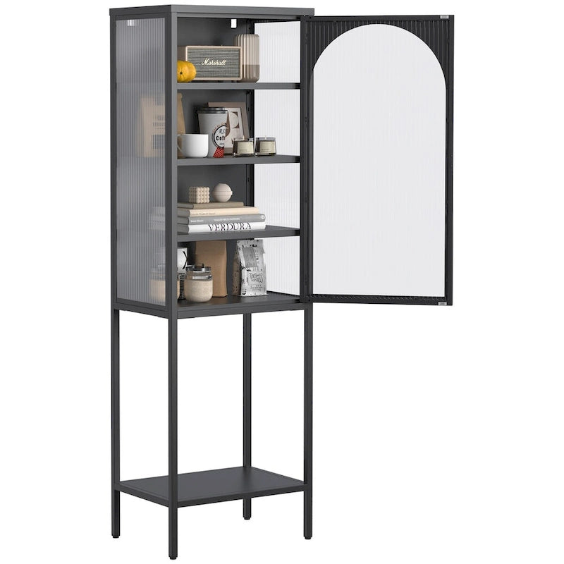 Metal Glass Door 5-Tier Cabinet