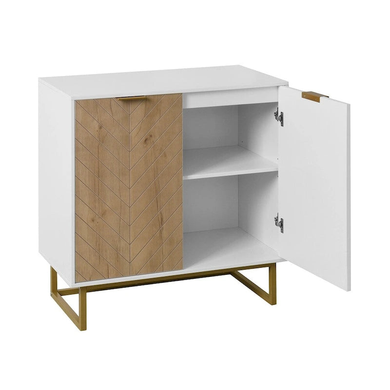 Modern Buffet Sideboard Cabinet with 2 Doors and Metal Bottom