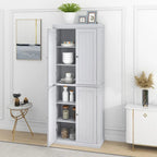 Freestanding Tall Kitchen Pantry,Storage Cabinet Organizer with 4 Doors and Adjustable Shelves
