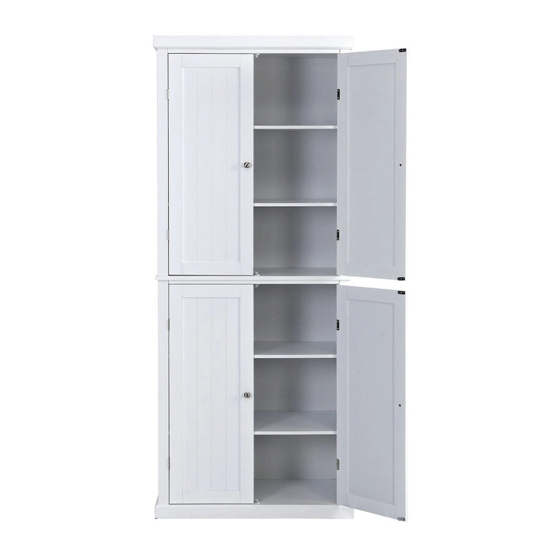 Freestanding Tall Kitchen Pantry,Storage Cabinet Organizer with 4 Doors and Adjustable Shelves
