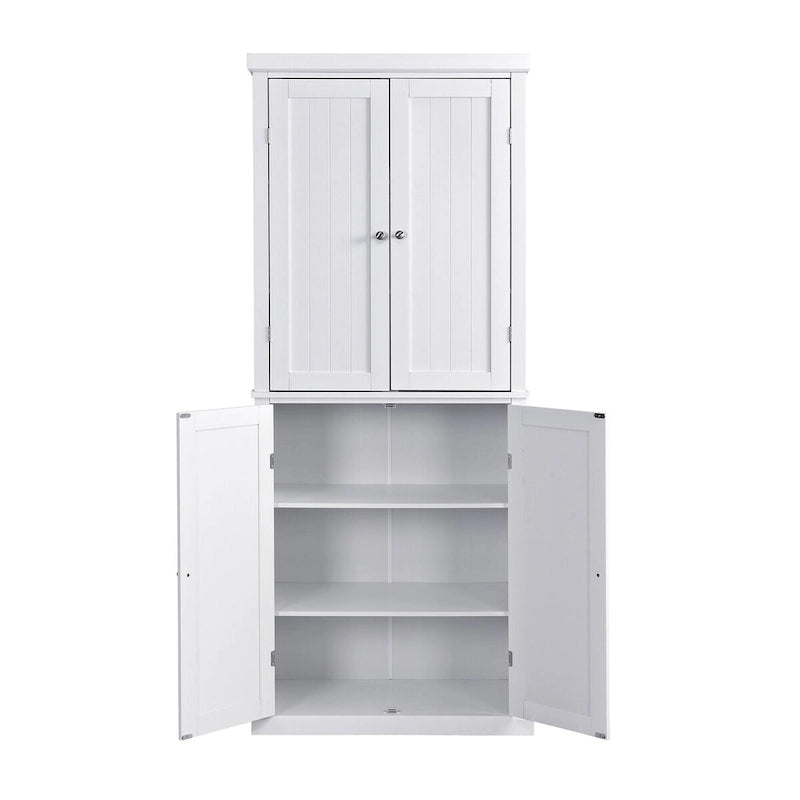 Freestanding Tall Kitchen Pantry,Storage Cabinet Organizer with 4 Doors and Adjustable Shelves