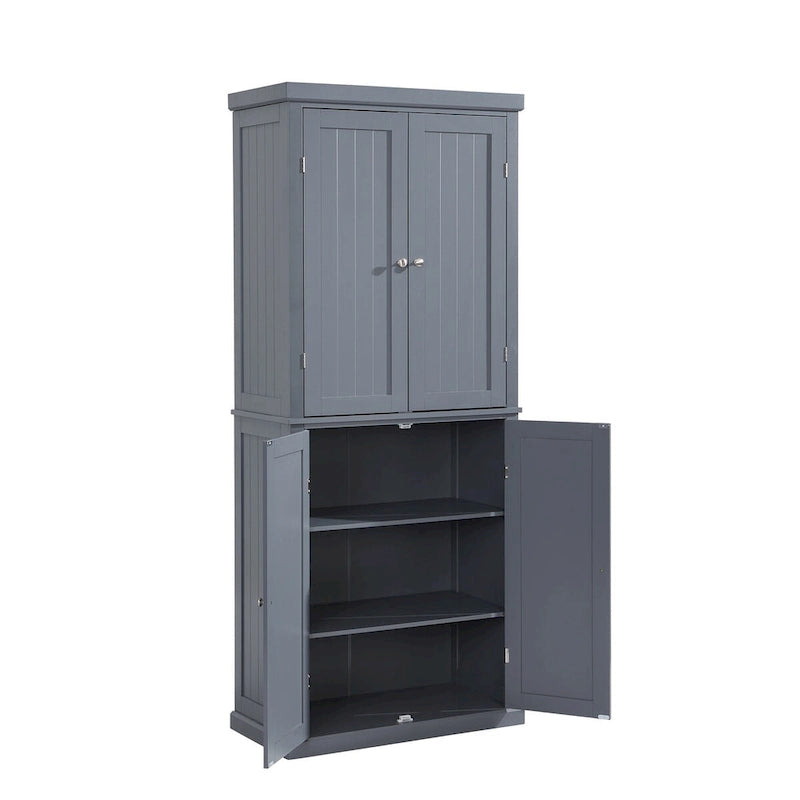 Freestanding Tall Kitchen Pantry,Storage Cabinet Organizer with 4 Doors and Adjustable Shelves