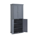 Freestanding Tall Kitchen Pantry,Storage Cabinet Organizer with 4 Doors and Adjustable Shelves