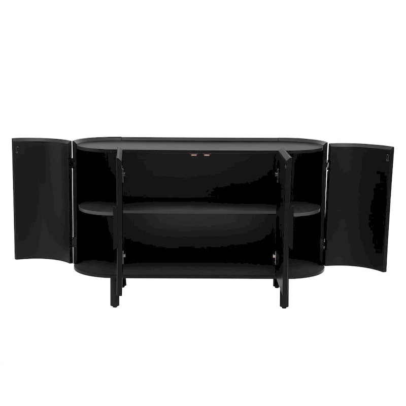 Curved Design Light Luxury Sideboard with Adjustable Shelves,Suitable for Living Room,Study and Entrance