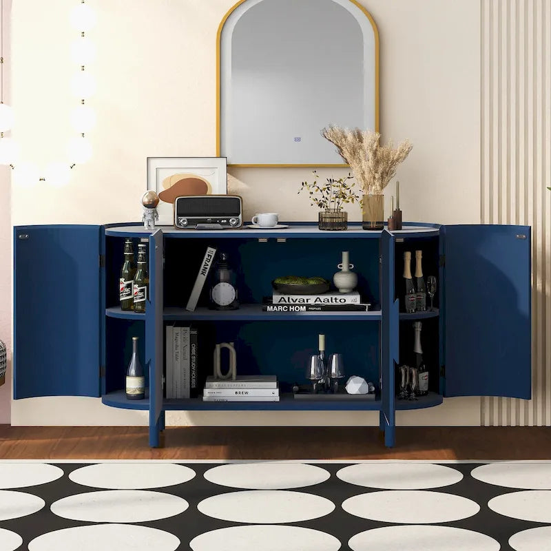 Curved Design Light Luxury Sideboard with Adjustable Shelves,Suitable for Living Room,Study and Entrance