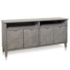 Quadrant Credenza - Four Geometric Patterned Doors - Brushed Gray Finish