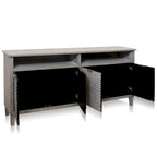 Quadrant Credenza - Four Geometric Patterned Doors - Brushed Gray Finish