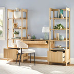 3-Piece Set Writing Desk with 2 Narrow Bookcases