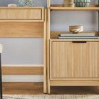 3-Piece Set Writing Desk with 2 Narrow Bookcases