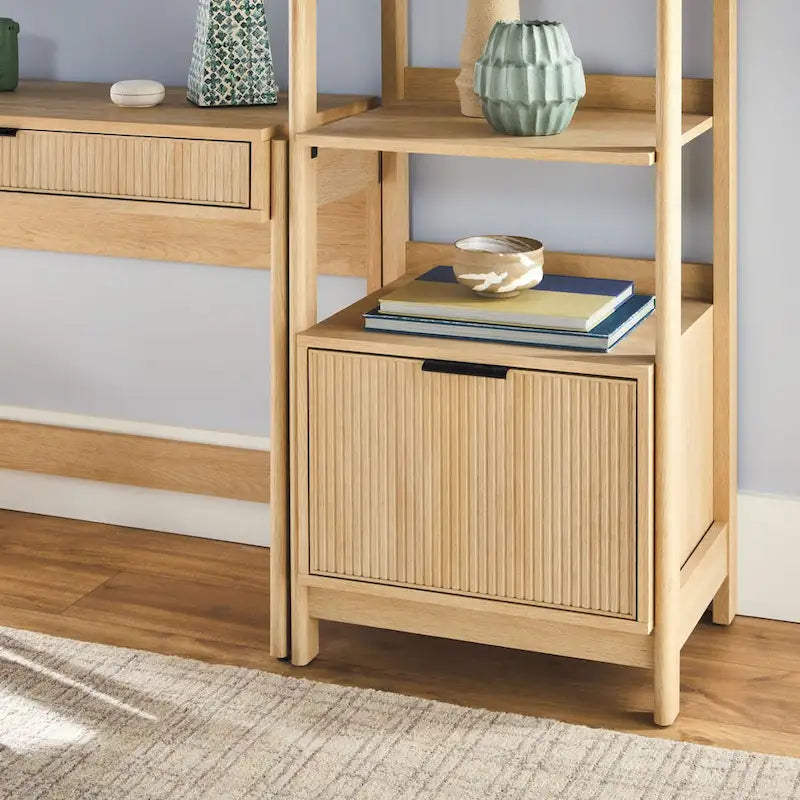 3-Piece Set Writing Desk with 2 Narrow Bookcases