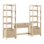 3-Piece Set Writing Desk with 2 Narrow Bookcases