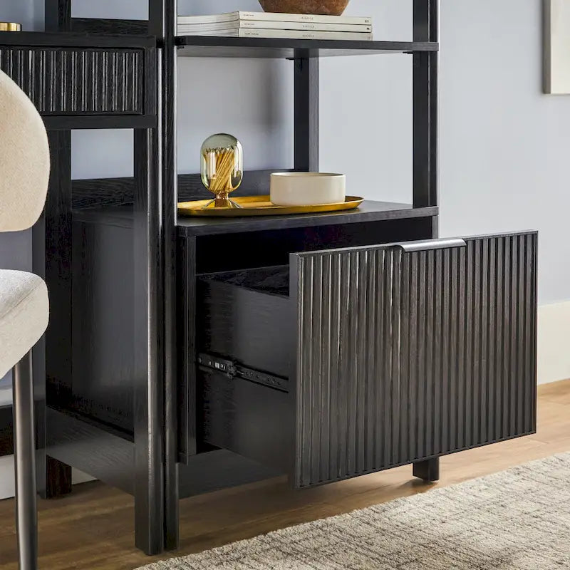 3-Piece Set Writing Desk with 2 Narrow Bookcases