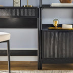 3-Piece Set Writing Desk with 2 Narrow Bookcases