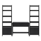 3-Piece Set Writing Desk with 2 Narrow Bookcases