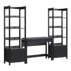 3-Piece Set Writing Desk with 2 Narrow Bookcases