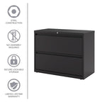 2 Drawer Metal Lateral File Cabinet for Home/Office with Premium Matte Texture Finish