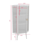 22.25 Floor Coner Cabinet,Three Tiers with Tempered Glass Doors and Storage Shelves