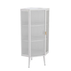 22.25 Floor Coner Cabinet,Three Tiers with Tempered Glass Doors and Storage Shelves