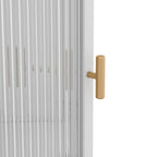 22.25 Floor Coner Cabinet,Three Tiers with Tempered Glass Doors and Storage Shelves