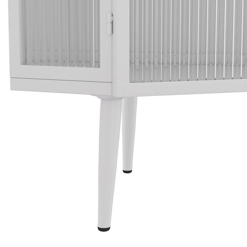 22.25 Floor Coner Cabinet,Three Tiers with Tempered Glass Doors and Storage Shelves