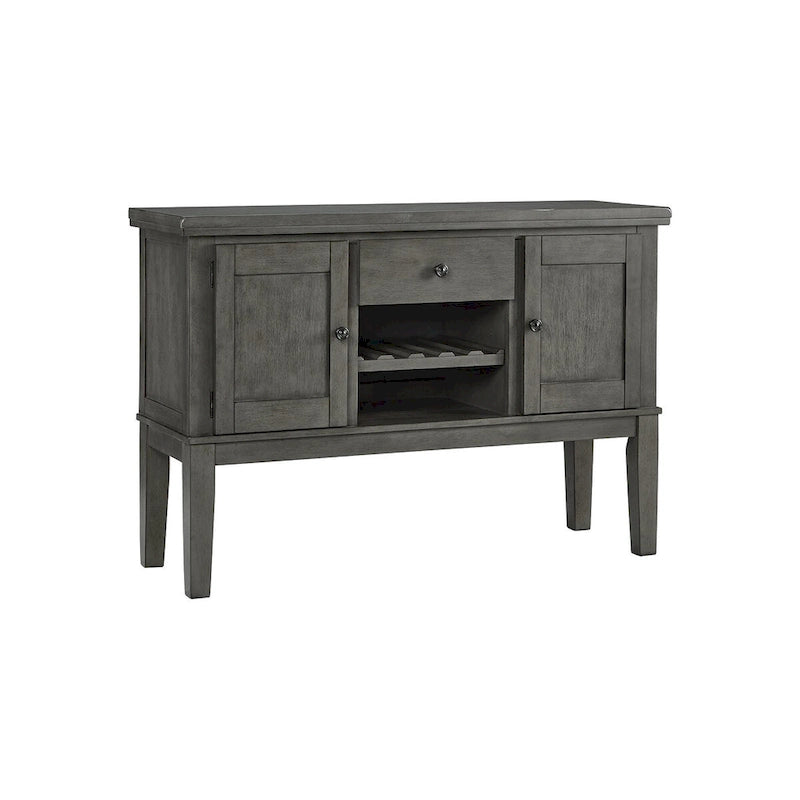 Grey 2-Door Dining Server with Wine Rack & Drawer – 56W x 18D x 39H