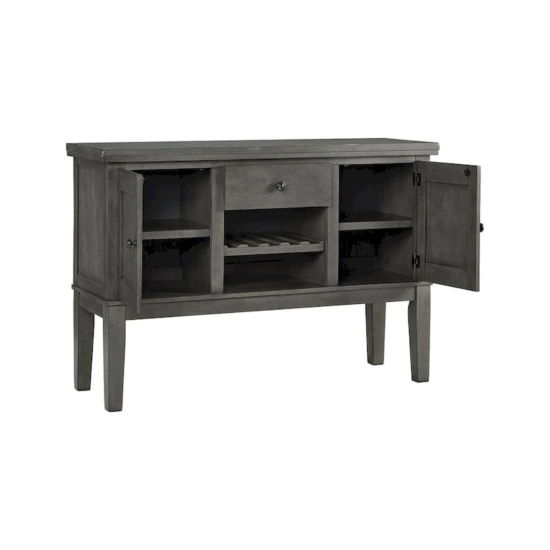 Grey 2-Door Dining Server with Wine Rack & Drawer – 56W x 18D x 39H