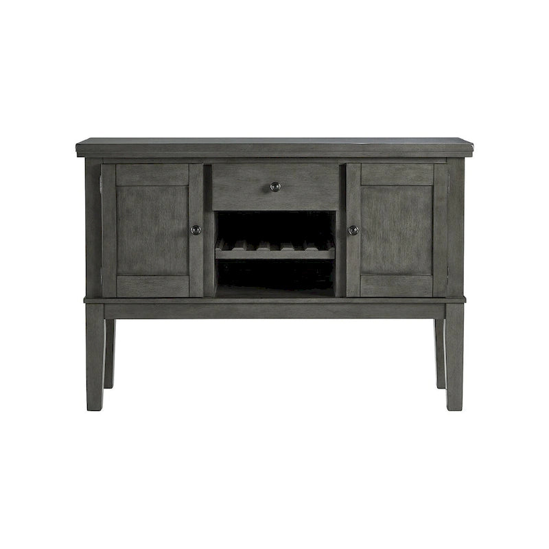 Grey 2-Door Dining Server with Wine Rack & Drawer – 56W x 18D x 39H