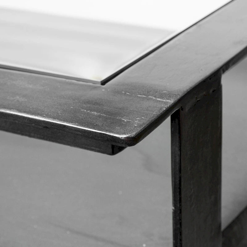 Dark Brown Glass Top 4-Door Sideboard with Metal Frame – 72"L x 18"W x 35.8"H