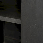 Dark Brown Glass Top 4-Door Sideboard with Metal Frame – 72"L x 18"W x 35.8"H