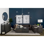 Dark Brown Glass Top 4-Door Sideboard with Metal Frame – 72"L x 18"W x 35.8"H