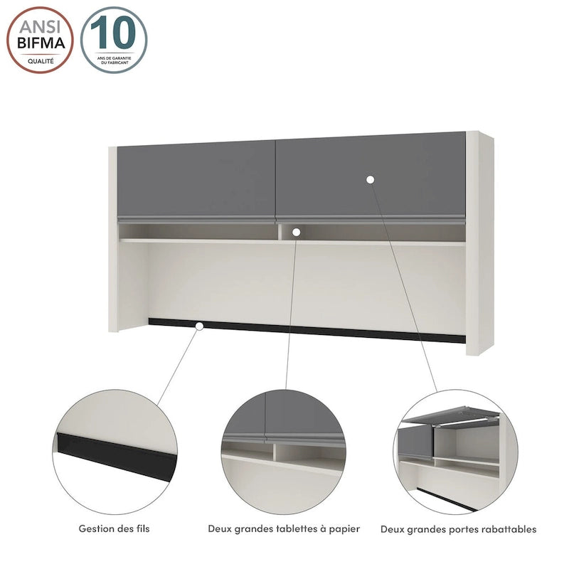 Antigua & Black / Slate & Sandstone 71W Desk Hutch – 2-Person Assembly