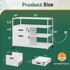 2 Drawer Locking File Cabinet with Charging Station - 15.7D x 31.7W x 26.1H