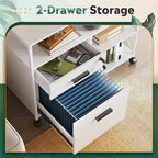 2 Drawer Locking File Cabinet with Charging Station - 15.7D x 31.7W x 26.1H