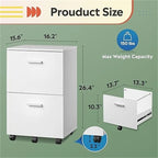 2 Drawer File Cabinet - 15.6D x 16.2W x 26.4H