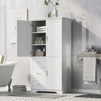 Tall and Wide Storage Cabinet with Doors for Bathroom/Office, Three Drawers