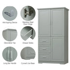Tall and Wide Storage Cabinet with Doors for Bathroom/Office, Three Drawers