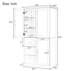 Tall and Wide Storage Cabinet with Doors for Bathroom/Office, Three Drawers