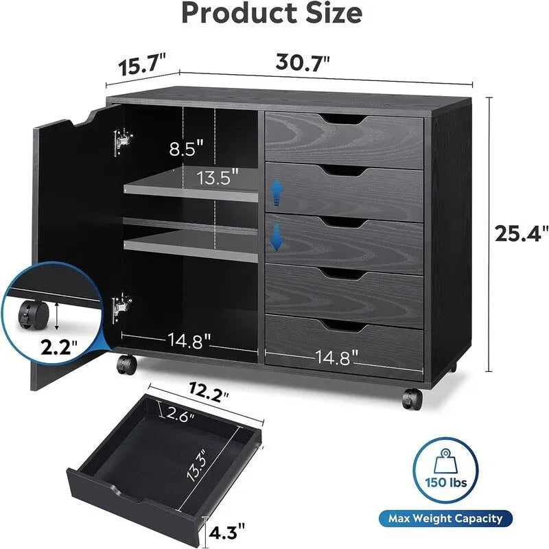 5-Drawer Wood Dresser Chest - 15.8D x 30.8W x 25.5H