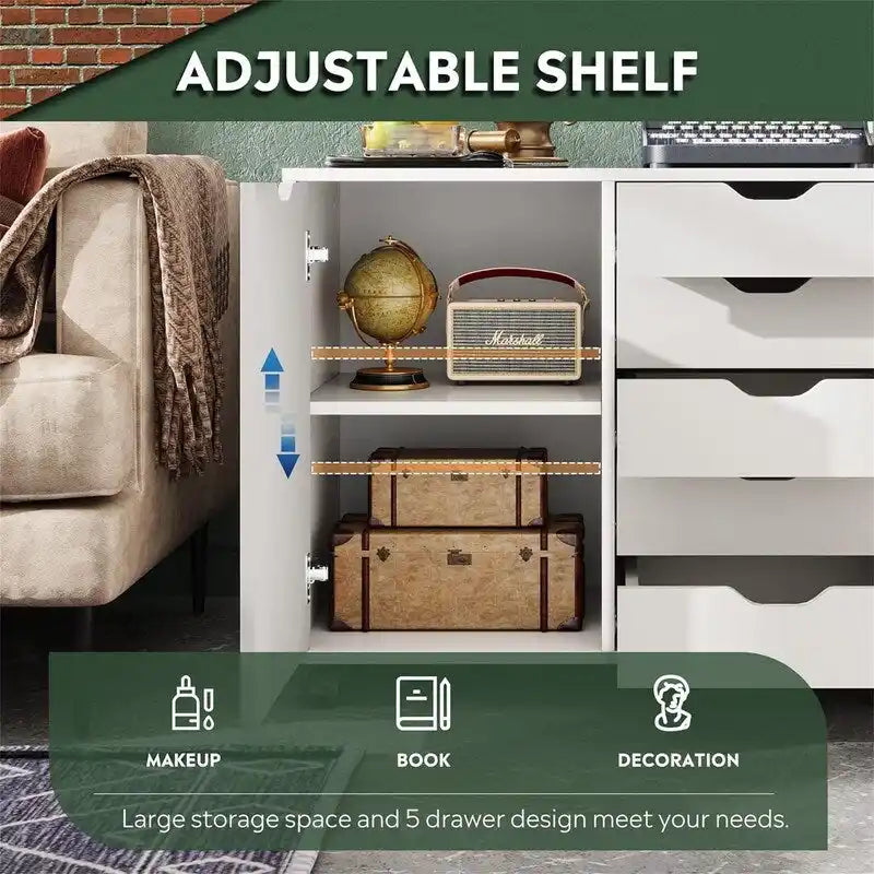 5-Drawer Wood Dresser Chest - 15.8D x 30.8W x 25.5H