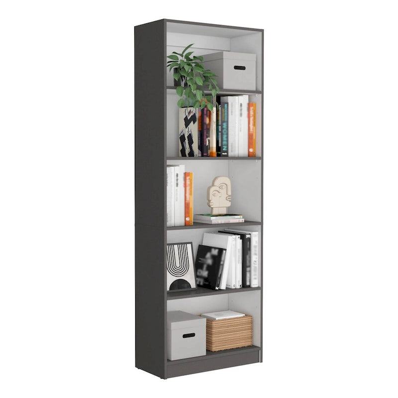 74 Wide 5-Shelf and Cabinet Option C Bookcase Set of 3