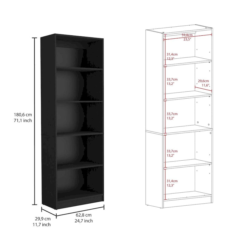 74 Wide 5-Shelf and Cabinet Option C Bookcase Set of 3
