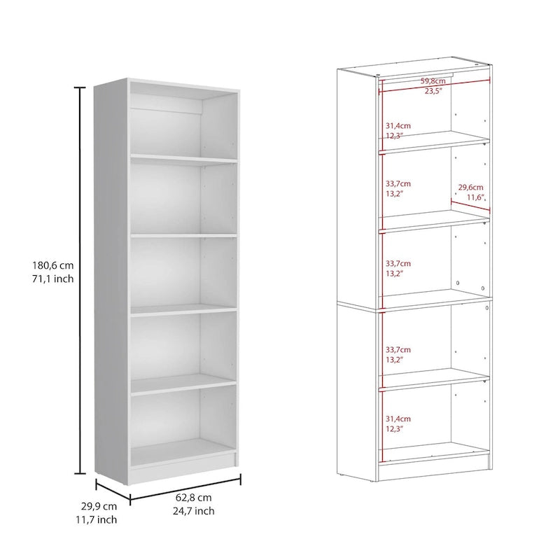 74 Wide 5-Shelf and Cabinet Option C Bookcase Set of 3