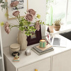 White Shoe Bench with Black Cushion and Adjustable Storage Drawers